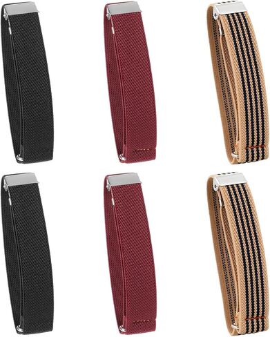 6 Pcs (3 Pairs) Unisex Elastic Adjustable Armbands, Anti-Slip Shirt Sleeve Holders with Non-Slip Closure Clips, Armband Garters for Men, Men's Arm Garters for Shirts, Wine-Red, Black, Beige Stripes in Saudi Arabia