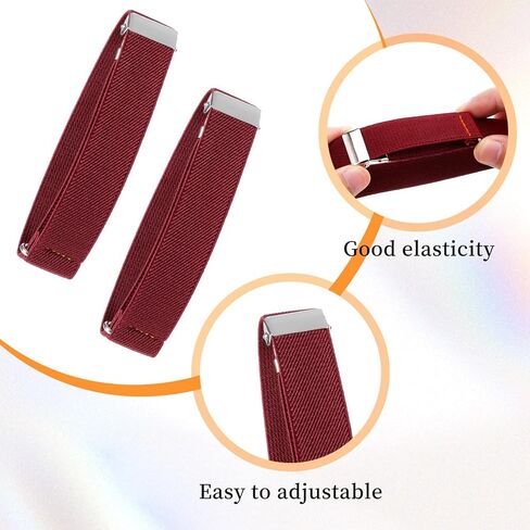6 Pcs (3 Pairs) Unisex Elastic Adjustable Armbands, Anti-Slip Shirt Sleeve Holders with Non-Slip Closure Clips, Armband Garters for Men, Men's Arm Garters for Shirts, Wine-Red, Black, Beige Stripes in Saudi Arabia