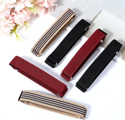 6 Pcs (3 Pairs) Unisex Elastic Adjustable Armbands, Anti-Slip Shirt Sleeve Holders with Non-Slip Closure Clips, Armband Garters for Men, Men's Arm Garters for Shirts, Wine-Red, Black, Beige Stripes in Saudi Arabia