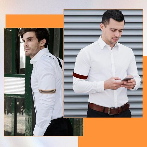 6 Pcs (3 Pairs) Unisex Elastic Adjustable Armbands, Anti-Slip Shirt Sleeve Holders with Non-Slip Closure Clips, Armband Garters for Men, Men's Arm Garters for Shirts, Wine-Red, Black, Beige Stripes in Saudi Arabia