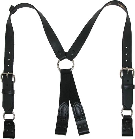 Boston Leather Leather Loop End Fireman Work Suspenders, Black in Saudi Arabia