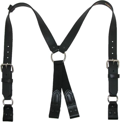 Boston Leather Leather Loop End Fireman Work Suspenders, Black in Saudi Arabia
