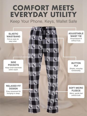 بنطال North 15 للأولاد فائق النعومة، منقوش برأس غزال، من الصوف القطبي -1233B-White-14-16 in Kuwait