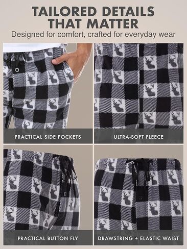 بنطال North 15 للأولاد فائق النعومة، منقوش برأس غزال، من الصوف القطبي -1233B-White-14-16 in Kuwait