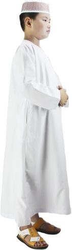 ثوب عربي للأولاد إسلامي قفطان إسلامي ملابس صلاة رداء بلون ثوب ثوب الشرق الأوسط دبي العرقي in Saudi Arabia