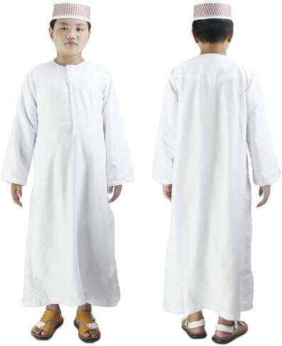 ثوب عربي للأولاد إسلامي قفطان إسلامي ملابس صلاة رداء بلون ثوب ثوب الشرق الأوسط دبي العرقي in Saudi Arabia
