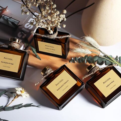 ناشر روائح القصب، ناشر الزيوت العطرية المريمية والأوكالبتوس للحمام، ناشر معطر 3.4 أونصة، عطر طويل الأمد لديكور المنزل مع الزهور المجففة in Kuwait