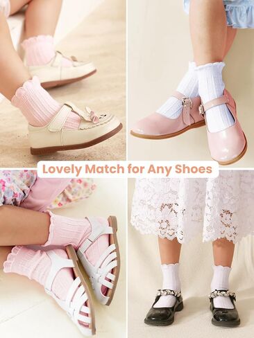 ALLOVIN 6 Pairs Baby & Toddler Girls Non-Slip Ruffle Lace Socks Soft Cotton Grip Socks Ideal Gift for Baby Shower & Birthday in Saudi Arabia