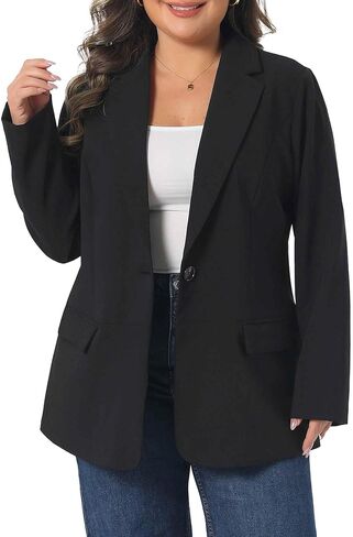 Agnes Orinda Plus Size Blazer for Women Lapel Button Work Office Business Suit Jacket Cardigan Blazer Professional in Saudi Arabia