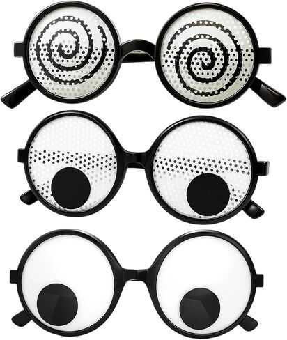 3 عبوات من نظارات مقلة العين المضحكة مع عيون متذبذبة، زي مبتكر نظارات عين جوجلي للحفلات، دعامات كشك الصور، هدايا الكمامة، إطار متين من البولي كربونات (تخفيضات EOM) in Kuwait