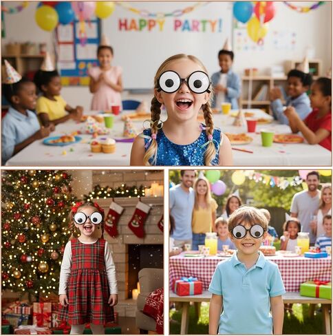 3 عبوات من نظارات مقلة العين المضحكة مع عيون متذبذبة، زي مبتكر نظارات عين جوجلي للحفلات، دعامات كشك الصور، هدايا الكمامة، إطار متين من البولي كربونات (تخفيضات EOM) in Kuwait