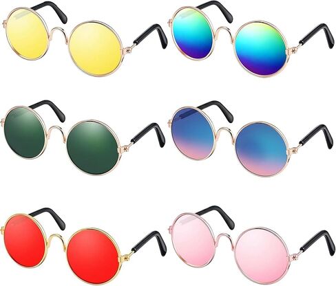 6 Pcs Mini Models Glasses Set, Metal Wire Rim Eyeglasses with Colorful Lens Dress Up Accessories for 18 Inch Models and Other Models Display Props(Colorful) in Saudi Arabia