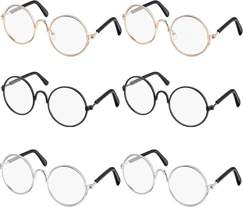 6 Pcs Mini Models Glasses Set, Metal Wire Rim Eyeglasses with Colorful Lens Dress Up Accessories for 18 Inch Models and Other Models Display Props(Colorful) in Saudi Arabia