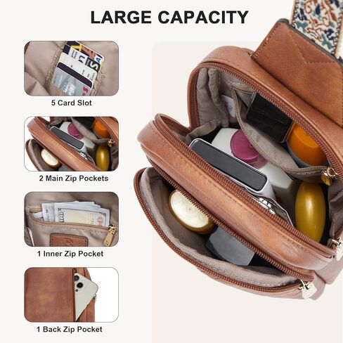 BOSTANTEN Sling Bag Quilted Crossbody Bags for Women Cross Body Purse Leather Fanny Pack and Small Wallet for Women Leather RFID Blocking Card Holder Bifold Compact Wallets in Saudi Arabia