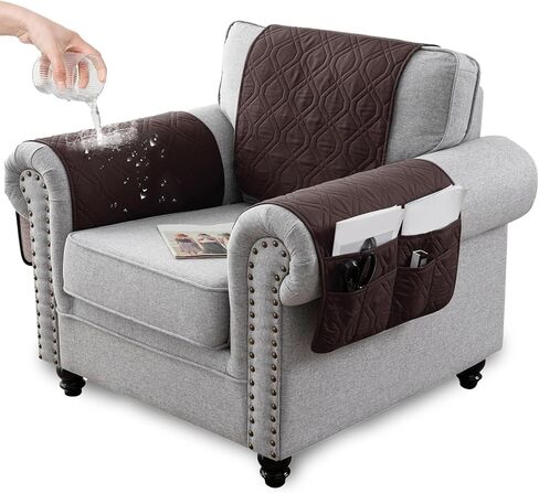 غطاء مسند ذراع مع مسند للرأس، غطاء منزلق لمسند ذراع الكرسي مع جيوب جانبية، مقاوم للماء، واقي أثاث غير قابل للانزلاق للحيوانات الأليفة (أزرق برلين، مقعد واحد 3 قطع) in Kuwait