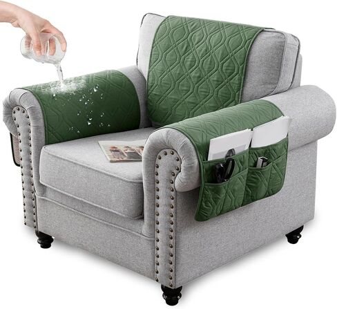 Recliner Armrest Cover with Headrest, Chair Armrest Slipcover with Side Pockets, Water-Resistant, Non Slip Furniture Protector for Pets (Berlin Blue,1 Seater 3PCS) in Saudi Arabia