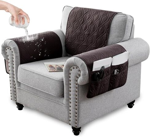 Recliner Armrest Cover with Headrest, Chair Armrest Slipcover with Side Pockets, Water-Resistant, Non Slip Furniture Protector for Pets (Berlin Blue,1 Seater 3PCS) in Saudi Arabia