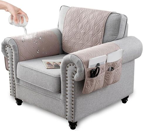 Recliner Armrest Cover with Headrest, Chair Armrest Slipcover with Side Pockets, Water-Resistant, Non Slip Furniture Protector for Pets (Berlin Blue,1 Seater 3PCS) in Saudi Arabia