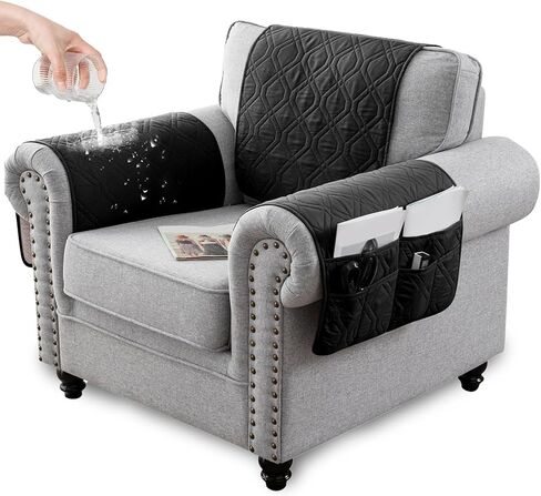 Recliner Armrest Cover with Headrest, Chair Armrest Slipcover with Side Pockets, Water-Resistant, Non Slip Furniture Protector for Pets (Berlin Blue,1 Seater 3PCS) in Saudi Arabia