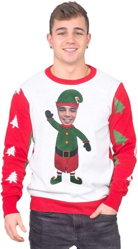 Custom Ugly Christmas Sweater Elf Yourself Upload Your Photo Sweater in Saudi Arabia