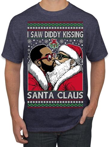 I Saw Diddy Kissing Santa Claus Funny Viral Music Meme Ugly Christmas Sweater Mens Womens Unisex Shirts, Tops in Saudi Arabia