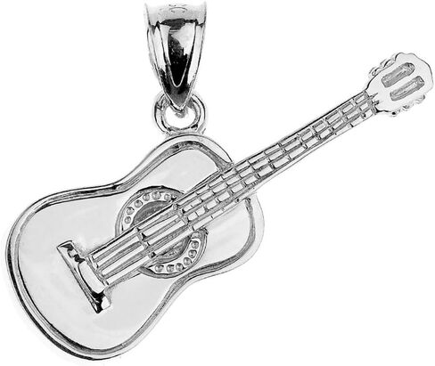 Claddagh Gold 925 Sterling Silver Acoustic Guitar Pendant Necklace and Pendant Only in Saudi Arabia