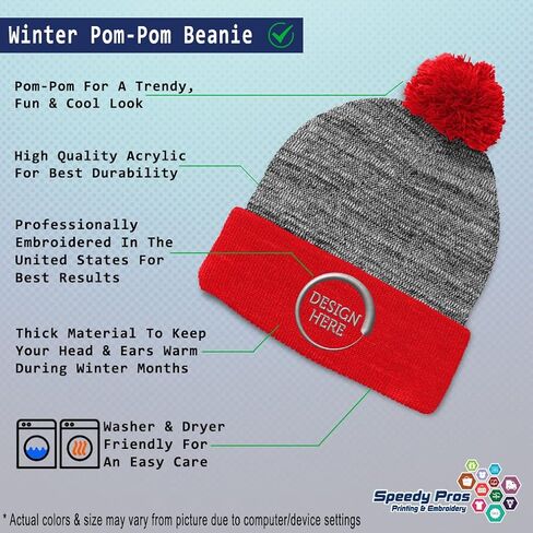Speedy Pros Pom Pom Beanies for Women Dominican Republic Flag Embroidery Skull Cap Winter Hats for Men Acrylic 1 Size in Saudi Arabia