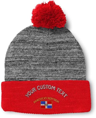 Speedy Pros Pom Pom Beanies for Women Dominican Republic Flag Embroidery Skull Cap Winter Hats for Men Acrylic 1 Size in Saudi Arabia