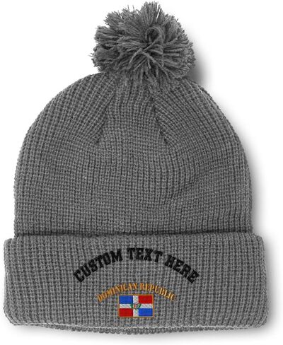 Speedy Pros Pom Pom Beanies for Women Dominican Republic Flag Embroidery Skull Cap Winter Hats for Men Acrylic 1 Size in Saudi Arabia