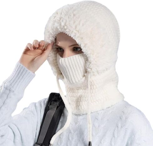 3 in 1 Beanie Hat With Scarf and Mask for Women, Soft Warm Fleece Satin Lined Beanie Hats Windproof Winter Accessories in Saudi Arabia