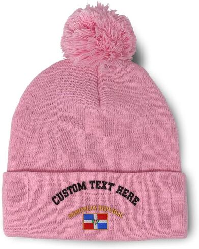 Speedy Pros Pom Pom Beanies for Women Dominican Republic Flag Embroidery Skull Cap Winter Hats for Men Acrylic 1 Size in Saudi Arabia