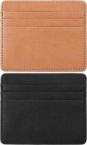 2pcs Small Credit Card Holder, RFID Blocking Slim Credit Card Holder, Credits Cards Holders Wallet,Minimalist Cards Holders for Men & Women with 4 Slots, Black & Brown in Saudi Arabia