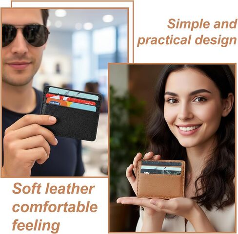 2pcs Small Credit Card Holder, RFID Blocking Slim Credit Card Holder, Credits Cards Holders Wallet,Minimalist Cards Holders for Men & Women with 4 Slots, Black & Brown in Saudi Arabia