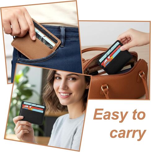 2pcs Small Credit Card Holder, RFID Blocking Slim Credit Card Holder, Credits Cards Holders Wallet,Minimalist Cards Holders for Men & Women with 4 Slots, Black & Brown in Saudi Arabia