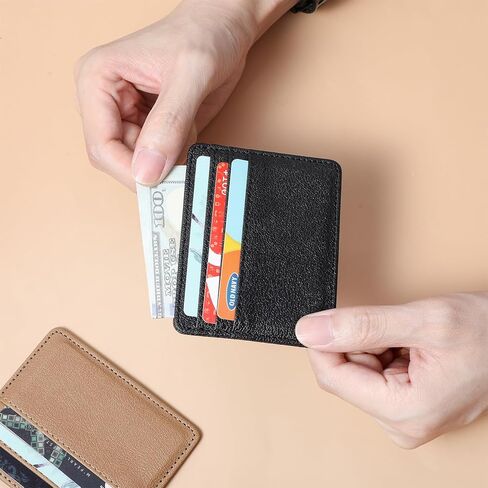 2pcs Small Credit Card Holder, RFID Blocking Slim Credit Card Holder, Credits Cards Holders Wallet,Minimalist Cards Holders for Men & Women with 4 Slots, Black & Brown in Saudi Arabia