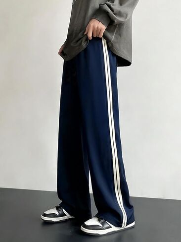 1 Piece Boys' Teenage Stylish Casual Straight-Leg Cargo Pants with Side Stripes, Spring, Autumn ， Winter in Saudi Arabia