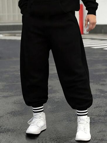1 Piece Boys' Teenage Preppy Commute Casual Athletic Fleece-Lined Jogger Pants, Spring, Autumn ， Winter in Saudi Arabia