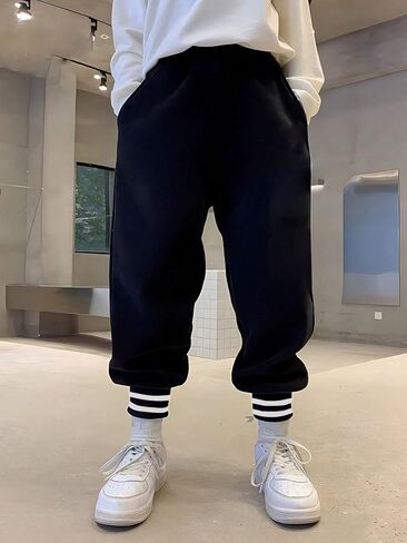 1 Piece Boys' Teenage Preppy Commute Casual Athletic Fleece-Lined Jogger Pants, Spring, Autumn ， Winter in Saudi Arabia