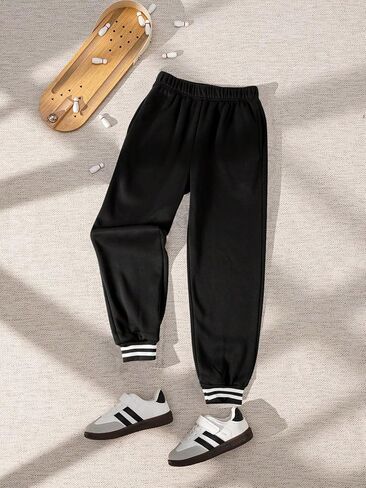 1 Piece Boys' Teenage Preppy Commute Casual Athletic Fleece-Lined Jogger Pants, Spring, Autumn ， Winter in Saudi Arabia