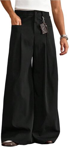 Men's Wide Leg Pants Pleated Baggy Dress Pants Casual Trousers with Pockets Streetwear Slacks for Men in Saudi Arabia