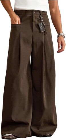 Men's Wide Leg Pants Pleated Baggy Dress Pants Casual Trousers with Pockets Streetwear Slacks for Men in Saudi Arabia