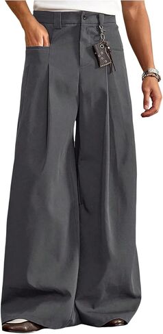 Men's Wide Leg Pants Pleated Baggy Dress Pants Casual Trousers with Pockets Streetwear Slacks for Men in Saudi Arabia