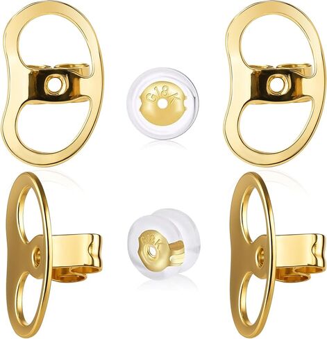 أقراط خلفية للأذنين المتدلية، حلقات رفع الأقراط الثقيلة القابلة للتعديل، 6 أزواج (2 تاج فضي + 1 سيليكون) in Kuwait