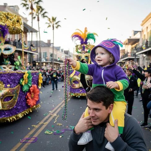 Twopumpkin My First Mardi Gras Baby Boy Girl Outfit Costume Newborn Toddler Onesie Long Sleeve Hooded Romper Cute Clothes in Saudi Arabia