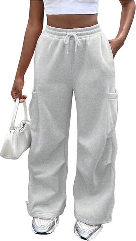 SOLY HUX Girl's Sweatpants Elastic Waist Straight Leg Casual Sports Pants with Pocket in Saudi Arabia