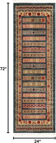 Rugs.com سجادة مجموعة Kashkuli Gabbeh - سجادة زرقاء متوسطة مقاس 2 × 6 بوصة مثالية للممرات والمداخل in Kuwait
