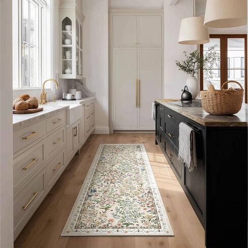 Washable Kitchen Rug Runners for Hallways: 2'6"x8' Bedroom Runner Rugs Non Slip Low Pile Soft Stain Resistant Floor Runenr Rug for Entryway Indoor Hallway Kitchen Laundry Room Beside Farmhouse in Saudi Arabia