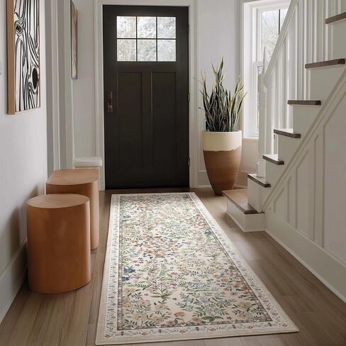 Washable Kitchen Rug Runners for Hallways: 2'6"x8' Bedroom Runner Rugs Non Slip Low Pile Soft Stain Resistant Floor Runenr Rug for Entryway Indoor Hallway Kitchen Laundry Room Beside Farmhouse in Saudi Arabia