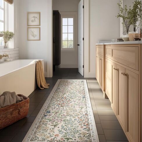 Washable Kitchen Rug Runners for Hallways: 2'6"x8' Bedroom Runner Rugs Non Slip Low Pile Soft Stain Resistant Floor Runenr Rug for Entryway Indoor Hallway Kitchen Laundry Room Beside Farmhouse in Saudi Arabia