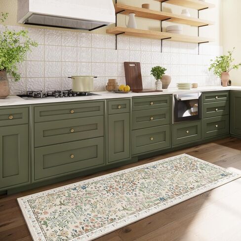 Washable Kitchen Rug Runners for Hallways: 2'6"x8' Bedroom Runner Rugs Non Slip Low Pile Soft Stain Resistant Floor Runenr Rug for Entryway Indoor Hallway Kitchen Laundry Room Beside Farmhouse in Saudi Arabia